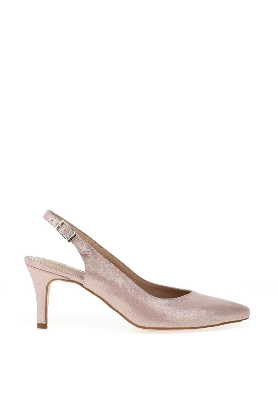 Women's mesh - paneled stiletto heel pumps for breathability Zany Shimmer Sling Back Court Shoes, Blush Women's mesh - paneled stiletto heel pumps for breathability Zany Shimmer Sling Back Court Shoes, Blush