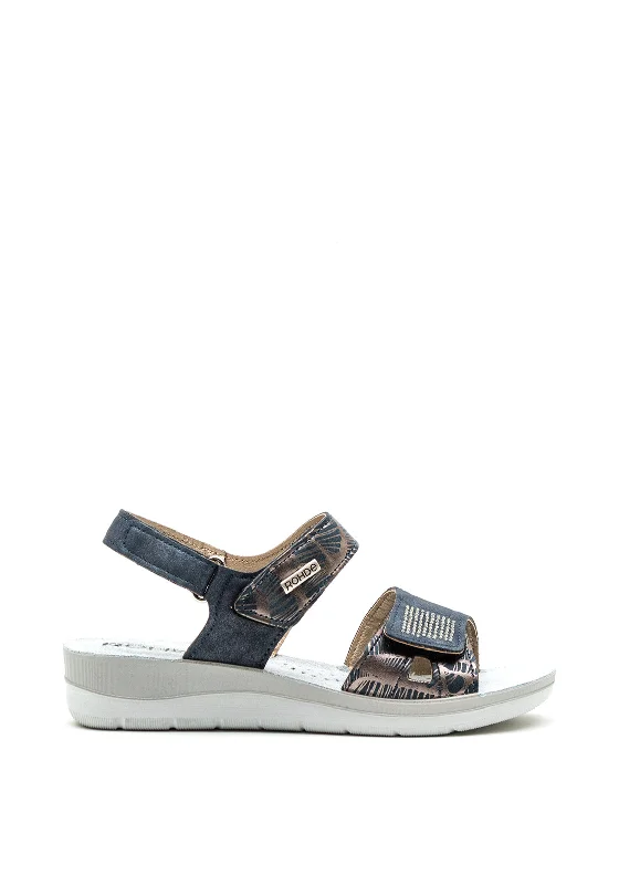 Women's Leather - Strapped Sandals with a Braided Detail in Brown for a Rustic Appeal Rohde Leather Metallic Velcro Strap Sandals, Navy Women's Leather - Strapped Sandals with a Braided Detail in Brown for a Rustic Appeal Rohde Leather Metallic Velcro Strap Sandals, Navy