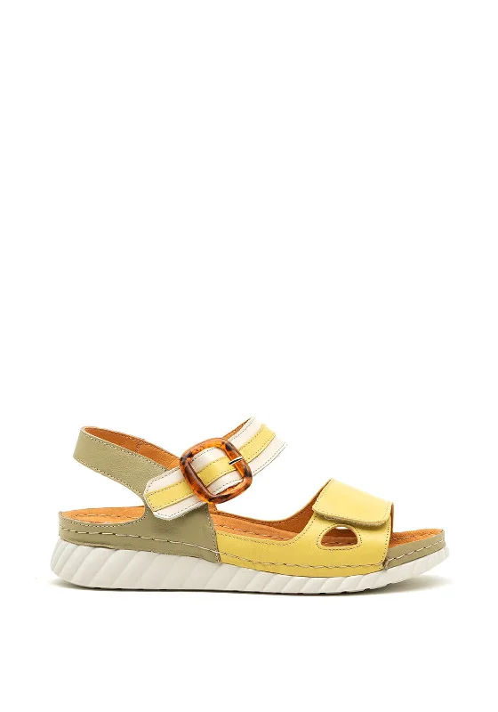 Women's Sandals with a Wedge Heel and a Tassel Detail in Orange for a Trendy Look Softmode Gaby Leather Buckle Velcro Sandals, Green
