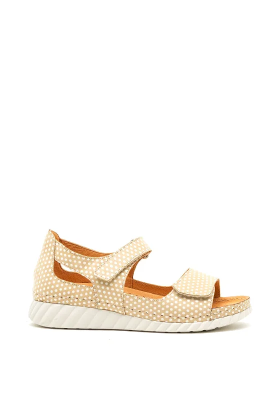 Women's Ankle - Strap Sandals with a Block Heel in Red for a Sophisticated Style Softmode Greta Polka Dot Velcro Sandals, Beige Women's Ankle - Strap Sandals with a Block Heel in Red for a Sophisticated Style Softmode Greta Polka Dot Velcro Sandals, Beige