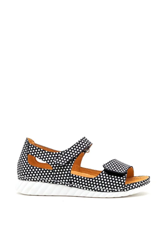 Women's Leather - Strapped Sandals with a Braided Detail in Brown for a Rustic Appeal Softmode Greta Polka Dot Velcro Sandals, Navy Women's Leather - Strapped Sandals with a Braided Detail in Brown for a Rustic Appeal Softmode Greta Polka Dot Velcro Sandals, Navy