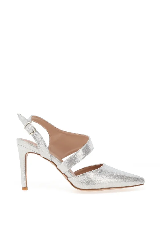 Women's water - resistant stiletto heel pumps for unexpected situations Sorento Castlemarty Sling Back Pointed Toe Heel Shoe, Crystal Shine