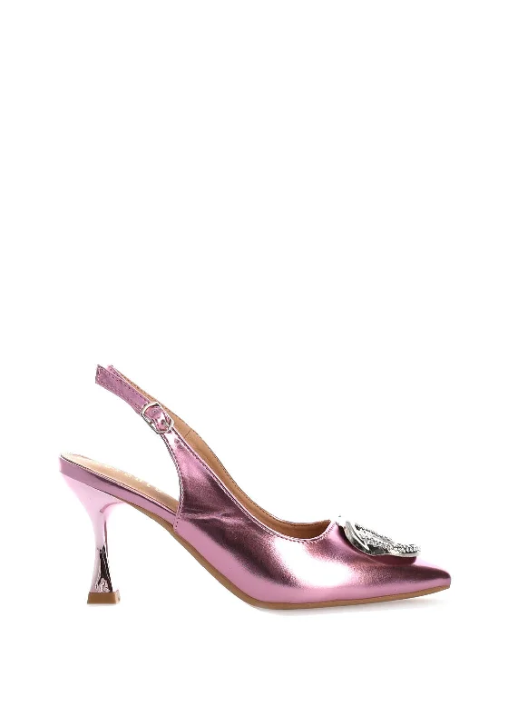 Women's non - slip stiletto heel pumps for safety on slippery floors Sorento Ellingham Embellished Sling Back Heeled Shoes, Pink Women's non - slip stiletto heel pumps for safety on slippery floors Sorento Ellingham Embellished Sling Back Heeled Shoes, Pink