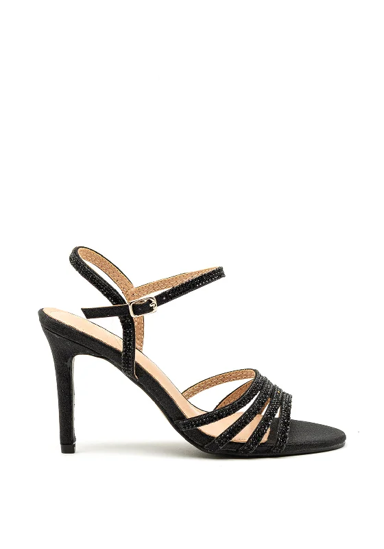 Women's Thong Sandals with a Beaded Design in Multicolor for a Beachy Aesthetic Sorento Lisnavagh Diamante Strappy Heeled Sandals, Black Women's Thong Sandals with a Beaded Design in Multicolor for a Beachy Aesthetic Sorento Lisnavagh Diamante Strappy Heeled Sandals, Black