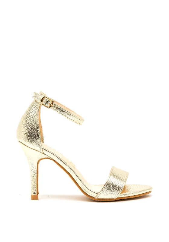 Women's Sandals with a Glitter - Coated Strap in Gold for a Sparkly Summer Outfit Sorento Screebe Reptile Metallic Heeled Sandals, Gold Women's Sandals with a Glitter - Coated Strap in Gold for a Sparkly Summer Outfit Sorento Screebe Reptile Metallic Heeled Sandals, Gold
