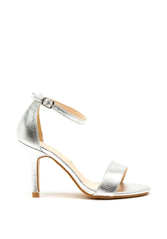Women's Rhinestone - Embellished Open - Toe Sandals in Silver for a Glamorous Party Look Sorento Screebe Reptile Metallic Heeled Sandals, Silver Women's Rhinestone - Embellished Open - Toe Sandals in Silver for a Glamorous Party Look Sorento Screebe Reptile Metallic Heeled Sandals, Silver