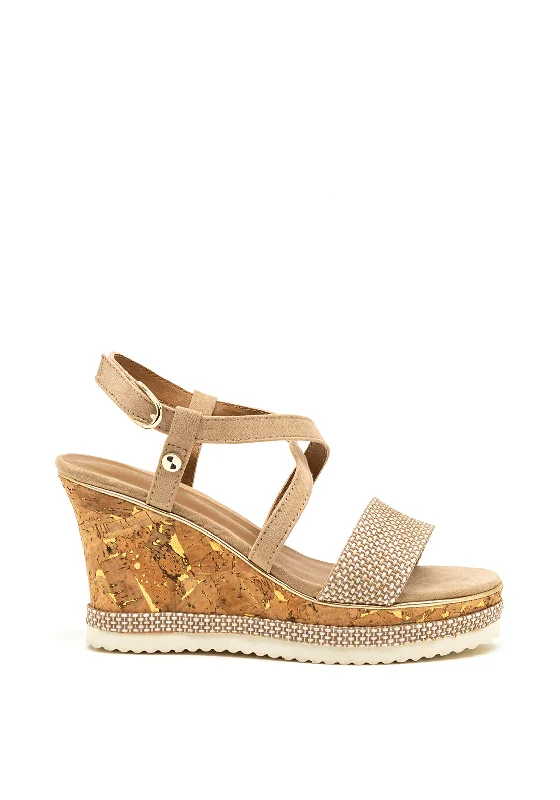 Women's Sandals with a Glitter - Coated Strap in Gold for a Sparkly Summer Outfit Sprox Strappy Cork Wedge Sandals, Taupe Women's Sandals with a Glitter - Coated Strap in Gold for a Sparkly Summer Outfit Sprox Strappy Cork Wedge Sandals, Taupe