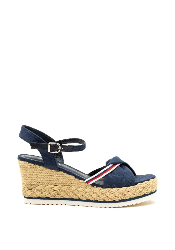 Women's Thong Sandals with a Beaded Design in Multicolor for a Beachy Aesthetic Sprox Striped Strap Cotton Espradrille Wedge Sandals, Navy Women's Thong Sandals with a Beaded Design in Multicolor for a Beachy Aesthetic Sprox Striped Strap Cotton Espradrille Wedge Sandals, Navy