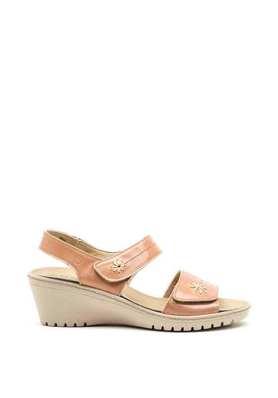 Women's Strappy Gladiator Sandals with Buckle Closures in Tan for a Boho Look Suave Daisy Leather Velcro Strap Wedge Sandals, Pink Women's Strappy Gladiator Sandals with Buckle Closures in Tan for a Boho Look Suave Daisy Leather Velcro Strap Wedge Sandals, Pink