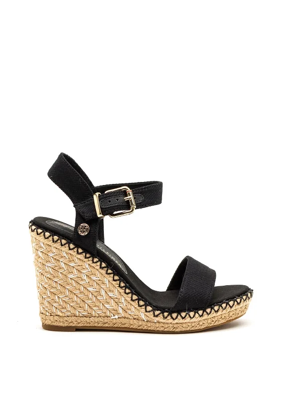 Women's Sandals with a Floral - Printed Upper in Pink for a Feminine Spring Look Tommy Hilfiger Womens Buckle Strap Wedge Sandals, Black