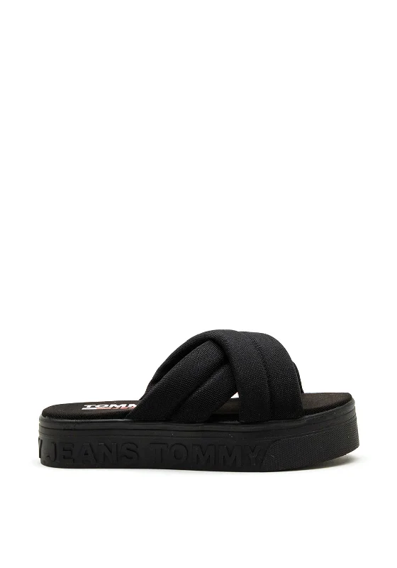 Women's Leather - Strapped Sandals with a Braided Detail in Brown for a Rustic Appeal Tommy Jeans Womens Padded Strap Platform Sandals, Black Women's Leather - Strapped Sandals with a Braided Detail in Brown for a Rustic Appeal Tommy Jeans Womens Padded Strap Platform Sandals, Black
