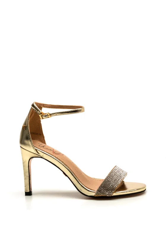 Women's Sandals with a Glitter - Coated Strap in Gold for a Sparkly Summer Outfit Una Healy Chasing Cars Heeled Sandals, Gold Women's Sandals with a Glitter - Coated Strap in Gold for a Sparkly Summer Outfit Una Healy Chasing Cars Heeled Sandals, Gold