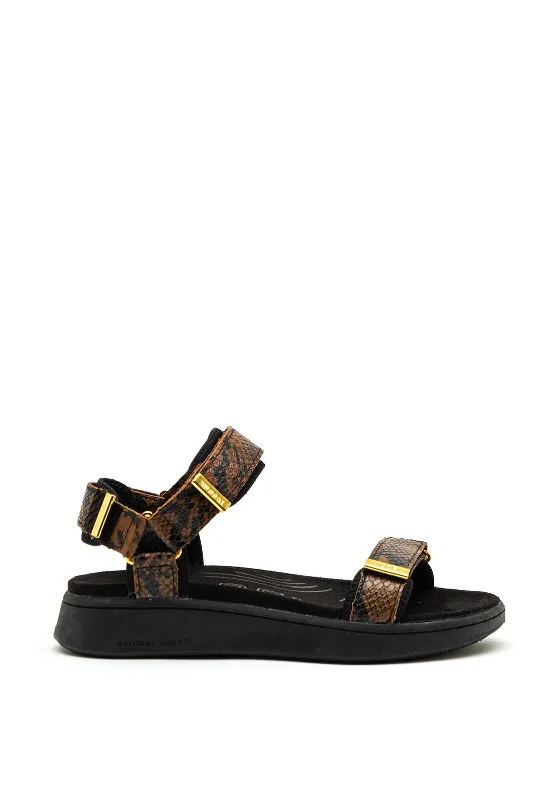 Women's Sandals with a Wedge Heel and a Tassel Detail in Orange for a Trendy Look Woden Snake Leather Velcro Strap Sandals, Brown Women's Sandals with a Wedge Heel and a Tassel Detail in Orange for a Trendy Look Woden Snake Leather Velcro Strap Sandals, Brown
