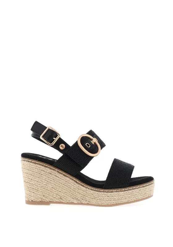 Women's Leather - Strapped Sandals with a Braided Detail in Brown for a Rustic Appeal Xti Woven Strap Wedge Sandals, Black Women's Leather - Strapped Sandals with a Braided Detail in Brown for a Rustic Appeal Xti Woven Strap Wedge Sandals, Black