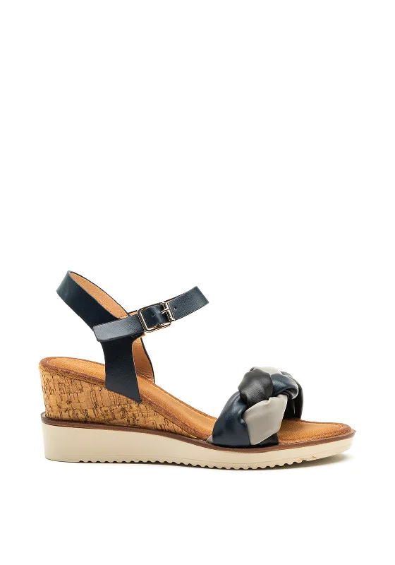 Women's Leather - Strapped Sandals with a Braided Detail in Brown for a Rustic Appeal Zanni & Co. Dalma Braid Strap Wedge Sandals, Blue Women's Leather - Strapped Sandals with a Braided Detail in Brown for a Rustic Appeal Zanni & Co. Dalma Braid Strap Wedge Sandals, Blue
