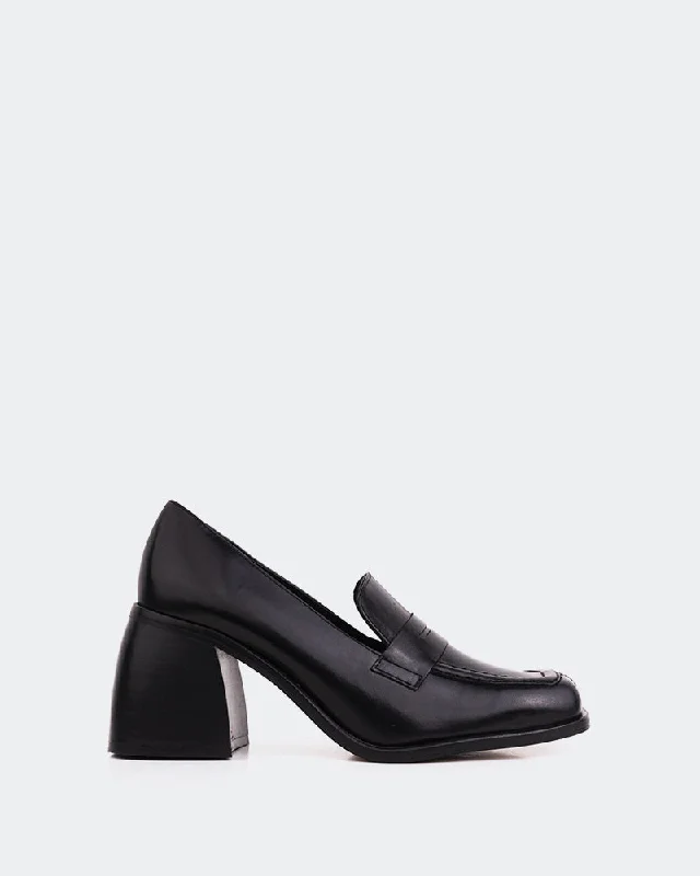 Women's Premium Leather Tassel Loafers in Dark Brown for a Classic Office Look Elm Black Leather