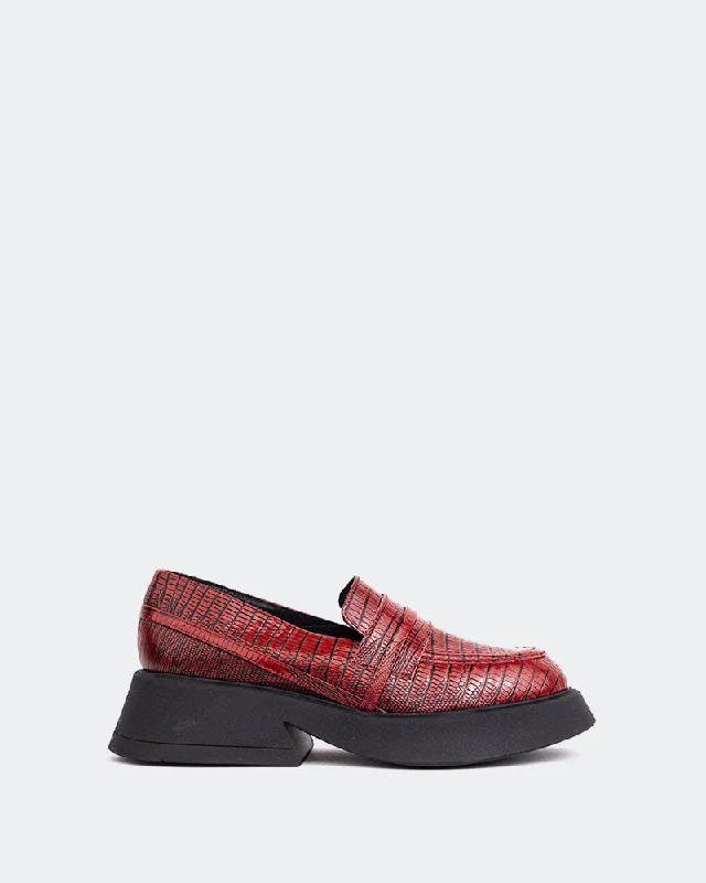 Women's Tassel - Trimmed Loafers with a Low Heel in Olive Green for a Trendy Twist Felix Red Leather Women's Tassel - Trimmed Loafers with a Low Heel in Olive Green for a Trendy Twist Felix Red Leather