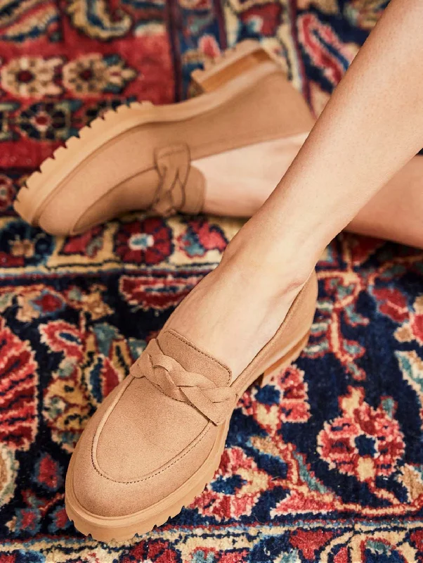 Women's Embroidered Floral Pattern Loafers in Beige for a Spring - Inspired Outfit Spell Recycled Grain Suede Vegan Loafers | Moka Women's Embroidered Floral Pattern Loafers in Beige for a Spring - Inspired Outfit Spell Recycled Grain Suede Vegan Loafers | Moka