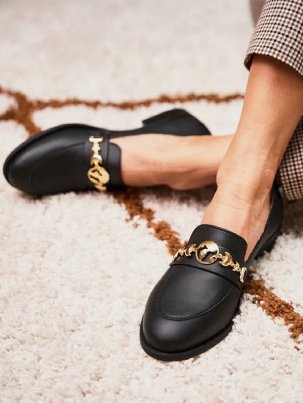 Women's Bow - Embellished Loafers in Red for a Feminine Touch Symbol Vegan Leather Loafers | Black Women's Bow - Embellished Loafers in Red for a Feminine Touch Symbol Vegan Leather Loafers | Black