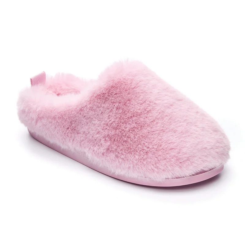 Women's Slippers with a Built - in Heel in Black for a Slightly Elevated Look Ariana - Luxury Faux Fur Mule Slipper - Pink Women's Slippers with a Built - in Heel in Black for a Slightly Elevated Look Ariana - Luxury Faux Fur Mule Slipper - Pink