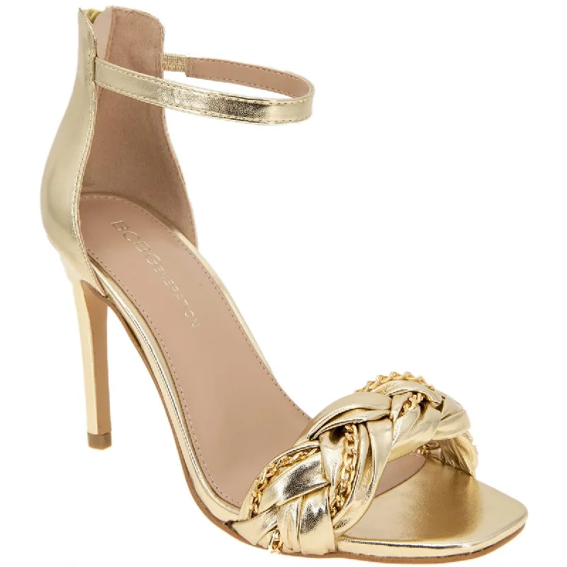 Women's Strappy Heeled Sandals with Ankle Strap in Nude for a Chic and Versatile Look BCBGeneration Womens Isabel Metallic Square Toe Heels Women's Strappy Heeled Sandals with Ankle Strap in Nude for a Chic and Versatile Look BCBGeneration Womens Isabel Metallic Square Toe Heels