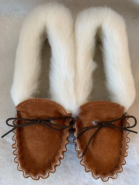 Women's Backless Slippers with a Furry Trim in Light Pink for a Cute and Casual Look Ladies Moccasin with Wool Lining and Collar | Phoebe