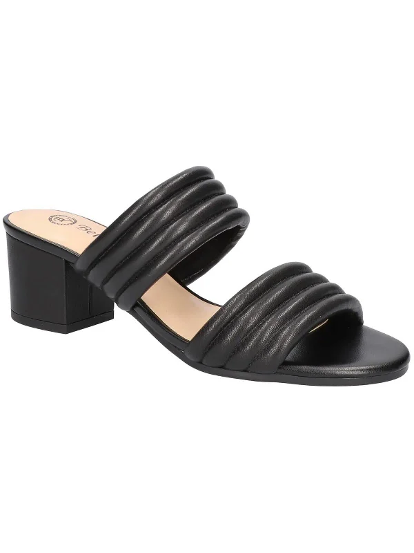 Plus Size Women's Peep - Toe Heeled Sandals with Block Heel in Navy for a Classic and Versatile Office - Appropriate Pair Georgette Womens Mules Leather Heels Plus Size Women's Peep - Toe Heeled Sandals with Block Heel in Navy for a Classic and Versatile Office - Appropriate Pair Georgette Womens Mules Leather Heels