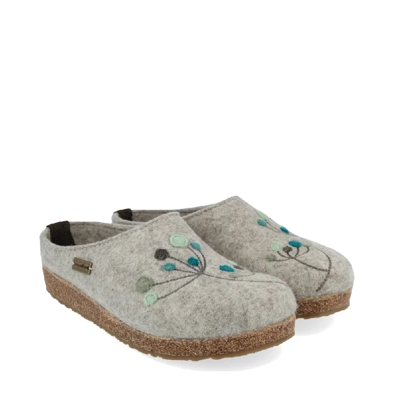 Women's Knitted Cable Pattern Slippers with a Non - Slip Sole in Cream for Indoor Comfort Haflinger Women's Amaya Flowers Wool Clog in Silver Grey Women's Knitted Cable Pattern Slippers with a Non - Slip Sole in Cream for Indoor Comfort Haflinger Women's Amaya Flowers Wool Clog in Silver Grey