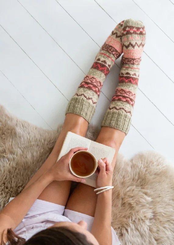 Women's Slippers with a Quilted Pattern in Gray for Added Style Hand-knit Fair Isle Chunky Socks - Pink/Stone Women's Slippers with a Quilted Pattern in Gray for Added Style Hand-knit Fair Isle Chunky Socks - Pink/Stone