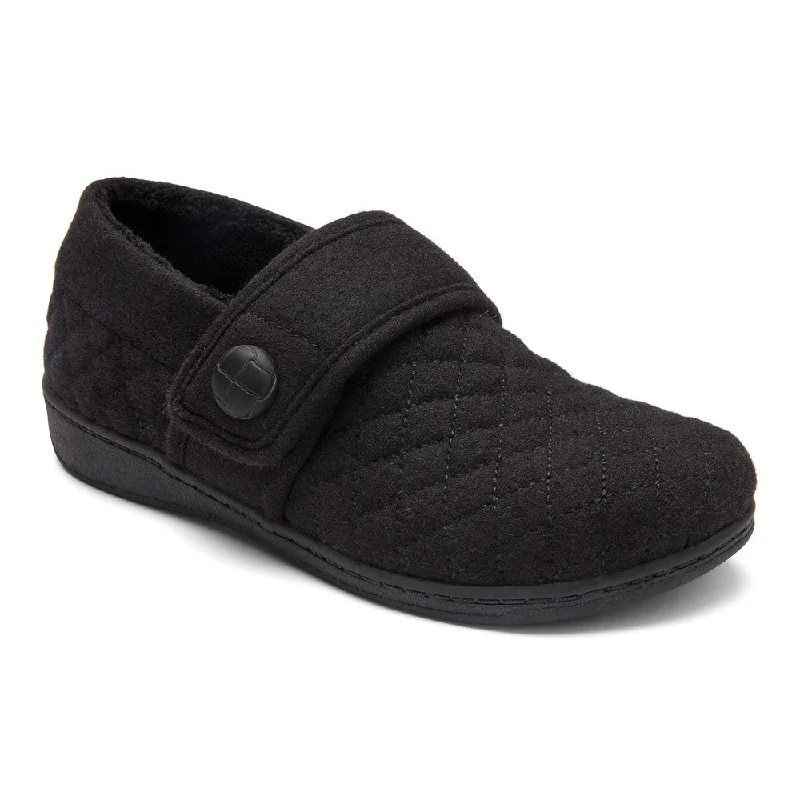 Women's Knitted Cable Pattern Slippers with a Non - Slip Sole in Cream for Indoor Comfort Jackie - Black Women's Knitted Cable Pattern Slippers with a Non - Slip Sole in Cream for Indoor Comfort Jackie - Black