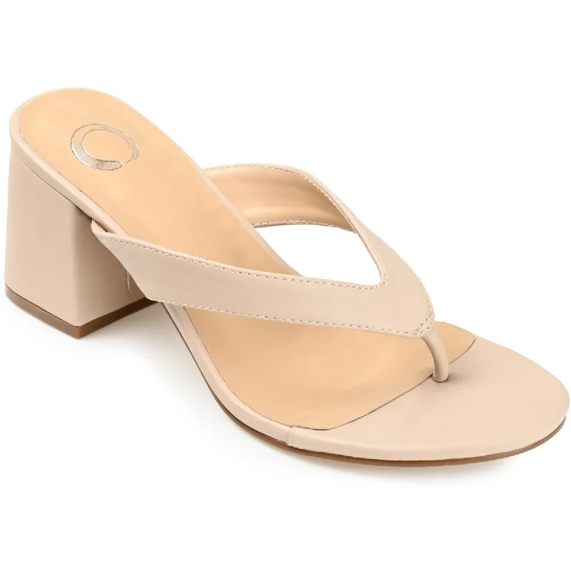 Plus Size Women's Chunky Heeled Sandals with T - Strap in Olive Green for a Practical and Fashionable Option Journee Collection Womens Faux Leather Slip On Heels Plus Size Women's Chunky Heeled Sandals with T - Strap in Olive Green for a Practical and Fashionable Option Journee Collection Womens Faux Leather Slip On Heels
