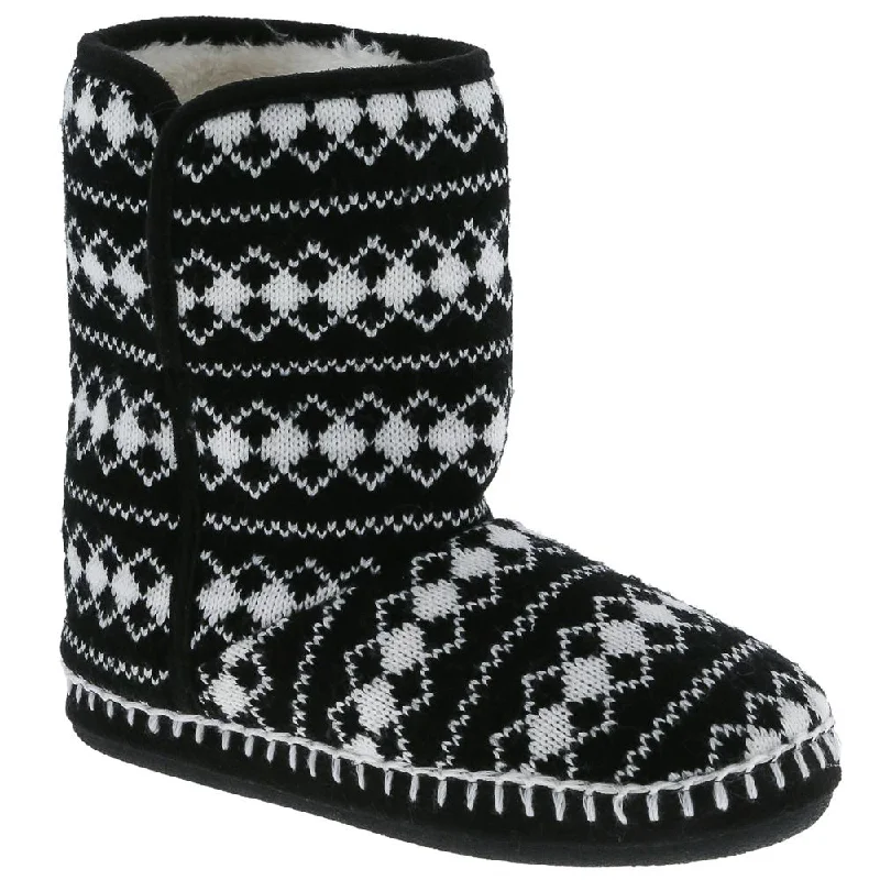 Women's Leather Slippers with a Hand - Stitched Design in Burgundy for Durability Ladies Black Diamond Knit Slipper Boot Women's Leather Slippers with a Hand - Stitched Design in Burgundy for Durability Ladies Black Diamond Knit Slipper Boot