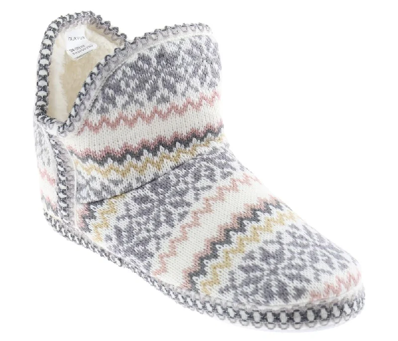 Women's Slippers with a Built - in Heel in Black for a Slightly Elevated Look Ladies Fairisle Knit Slipper Boot Women's Slippers with a Built - in Heel in Black for a Slightly Elevated Look Ladies Fairisle Knit Slipper Boot