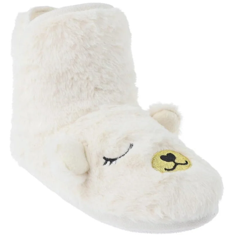 Women's Slippers with a Built - in Heel in Black for a Slightly Elevated Look Ladies Faux Fur and Knit Dreamy Bear Slipper Boot Women's Slippers with a Built - in Heel in Black for a Slightly Elevated Look Ladies Faux Fur and Knit Dreamy Bear Slipper Boot