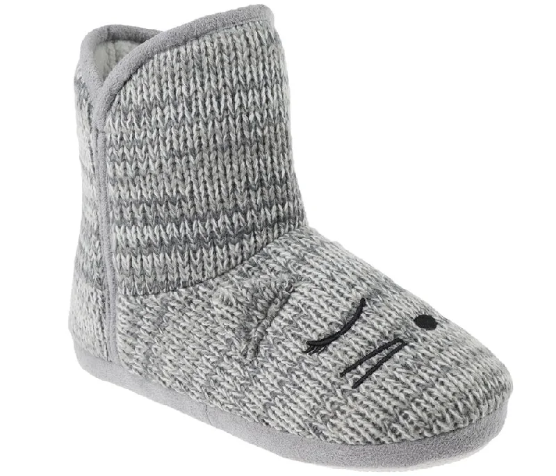 Women's Slippers with a Quilted Pattern in Gray for Added Style Ladies Knit Sleeping Mouse Slipper Boot Women's Slippers with a Quilted Pattern in Gray for Added Style Ladies Knit Sleeping Mouse Slipper Boot