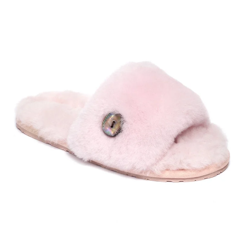 Women's Knitted Cable Pattern Slippers with a Non - Slip Sole in Cream for Indoor Comfort Madison - Sheepskin Slider - Soft Pink Women's Knitted Cable Pattern Slippers with a Non - Slip Sole in Cream for Indoor Comfort Madison - Sheepskin Slider - Soft Pink