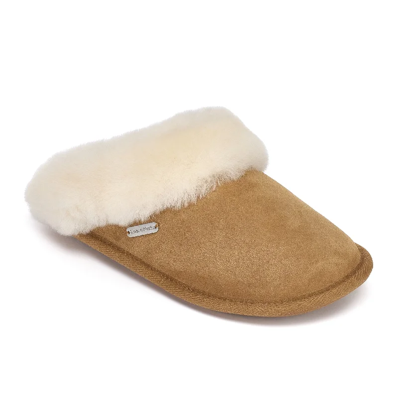 Women's Backless Slippers with a Furry Trim in Light Pink for a Cute and Casual Look Molly - Double Faced Sheepskin Mule - Chestnut Women's Backless Slippers with a Furry Trim in Light Pink for a Cute and Casual Look Molly - Double Faced Sheepskin Mule - Chestnut