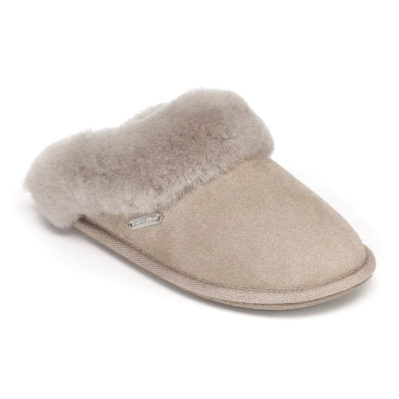 Women's Faux Fur Lined Slippers with Memory Foam Insoles in Pink for Cozy Nights Molly - Double Faced Sheepskin Mule - Taupe Women's Faux Fur Lined Slippers with Memory Foam Insoles in Pink for Cozy Nights Molly - Double Faced Sheepskin Mule - Taupe