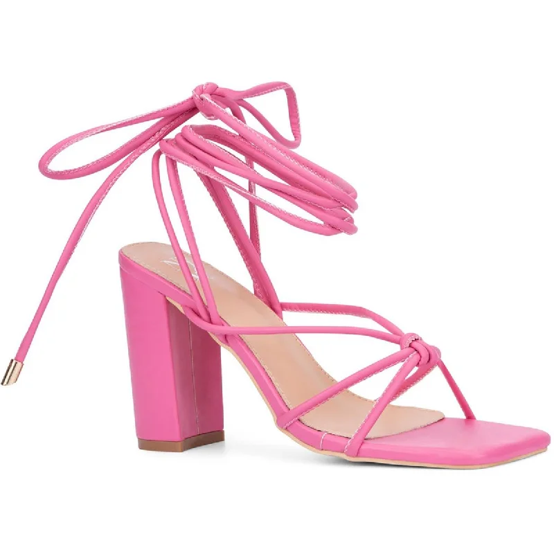 Women's Beaded Heeled Sandals with Strappy Design in White for a Romantic and Feminine Wedding Guest Outfit New York & Company Womens Dena Square Toe Ankle Tie Heels Women's Beaded Heeled Sandals with Strappy Design in White for a Romantic and Feminine Wedding Guest Outfit New York & Company Womens Dena Square Toe Ankle Tie Heels