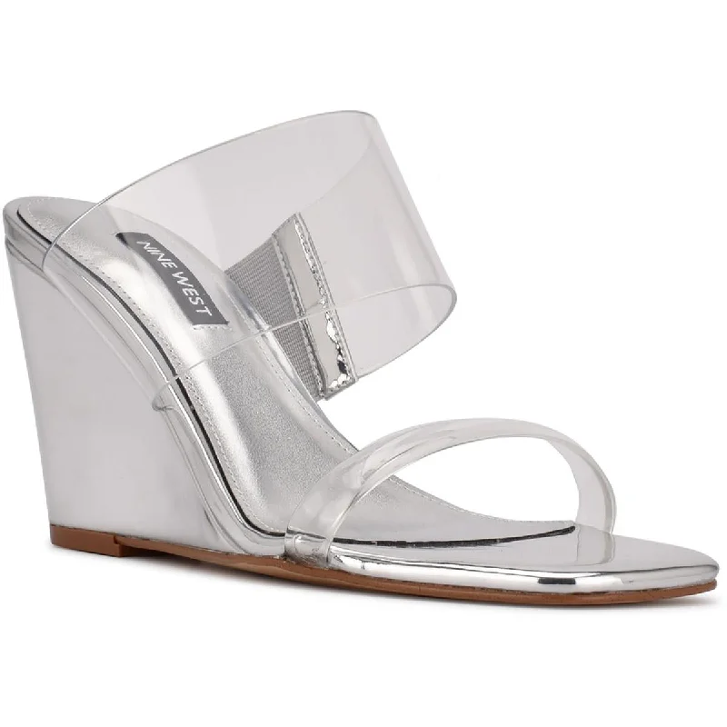 Plus Size Women's Peep - Toe Heeled Sandals with Block Heel in Navy for a Classic and Versatile Office - Appropriate Pair Nine West Womens Nats Strappy Wedge Heels Plus Size Women's Peep - Toe Heeled Sandals with Block Heel in Navy for a Classic and Versatile Office - Appropriate Pair Nine West Womens Nats Strappy Wedge Heels