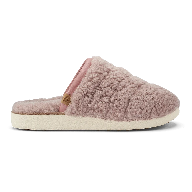 Women's Moccasin - Style Slippers with Fringe Detail in Brown for a Rustic Look Pūpū Mua - Pink Sea Salt