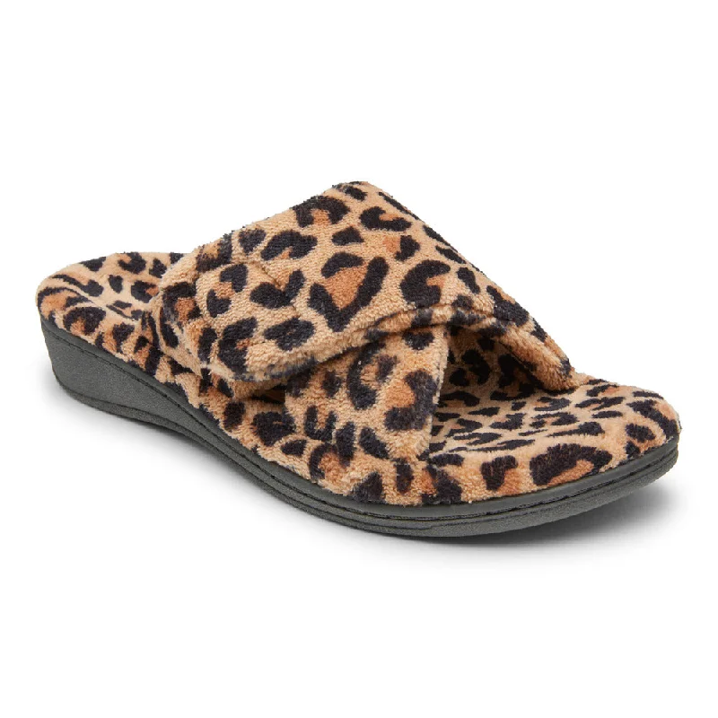Women's Moccasin - Style Slippers with Fringe Detail in Brown for a Rustic Look Relax 26 - Tan Leopard Women's Moccasin - Style Slippers with Fringe Detail in Brown for a Rustic Look Relax 26 - Tan Leopard