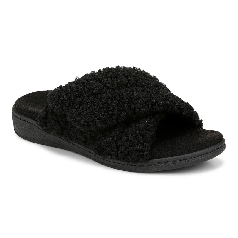 Women's Faux Fur Lined Slippers with Memory Foam Insoles in Pink for Cozy Nights Relax II - Black Women's Faux Fur Lined Slippers with Memory Foam Insoles in Pink for Cozy Nights Relax II - Black