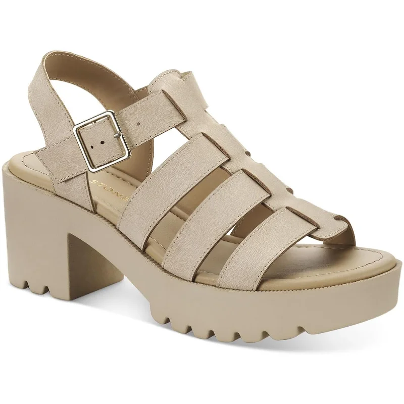 Women's Strappy Heeled Sandals with Ankle Strap in Nude for a Chic and Versatile Look Sun + Stone Womens Daisee Faux Leather Platform Block Heels Women's Strappy Heeled Sandals with Ankle Strap in Nude for a Chic and Versatile Look Sun + Stone Womens Daisee Faux Leather Platform Block Heels