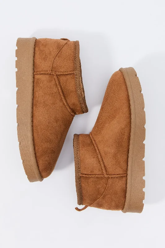women's booties with elastic sides Faux Suede Platform Ankle Booties