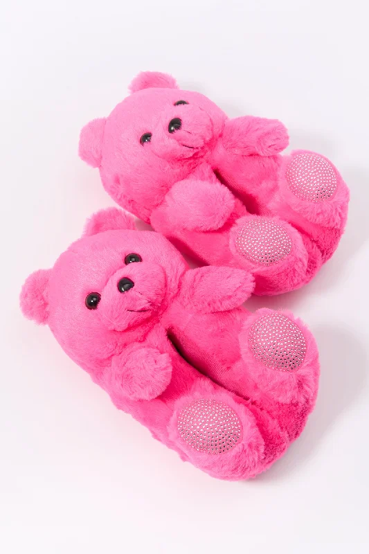 women's booties for spring 3D Rhinestone Teddy Bear Slippers