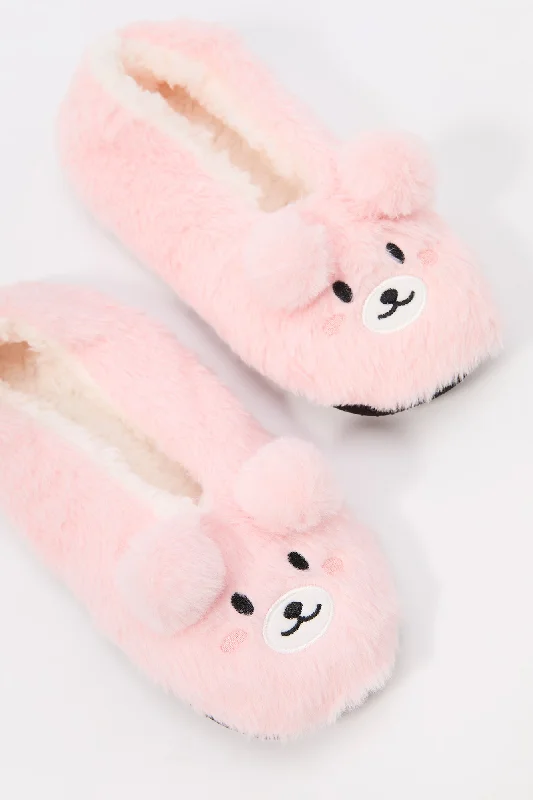 women's booties with block heel 3D Bear Plush Slippers