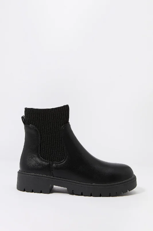 women's booties for evening Faux Leather Gore Boot