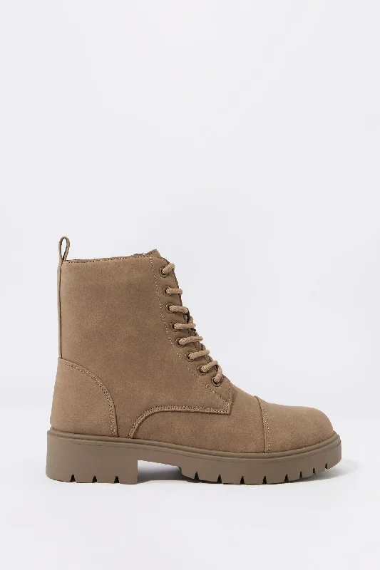 women's suede booties Faux Suede Lace Up Boot
