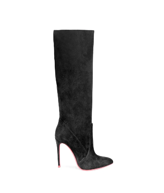 Knee high boots with memory foam insoles​ Adhil 115  Black Suede